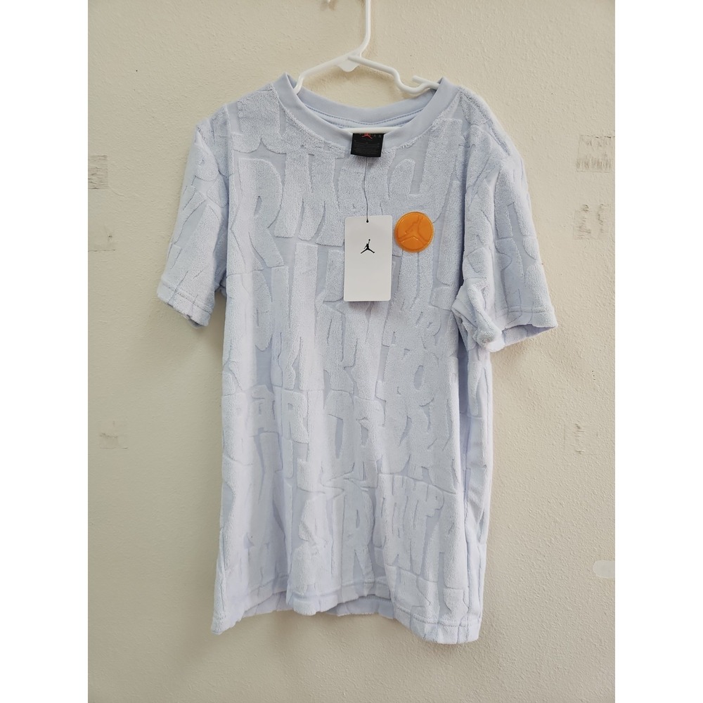 Jordan Boys' Fuel Up Cool Down Gray Terry T-Shirt Size Medium Football NWT